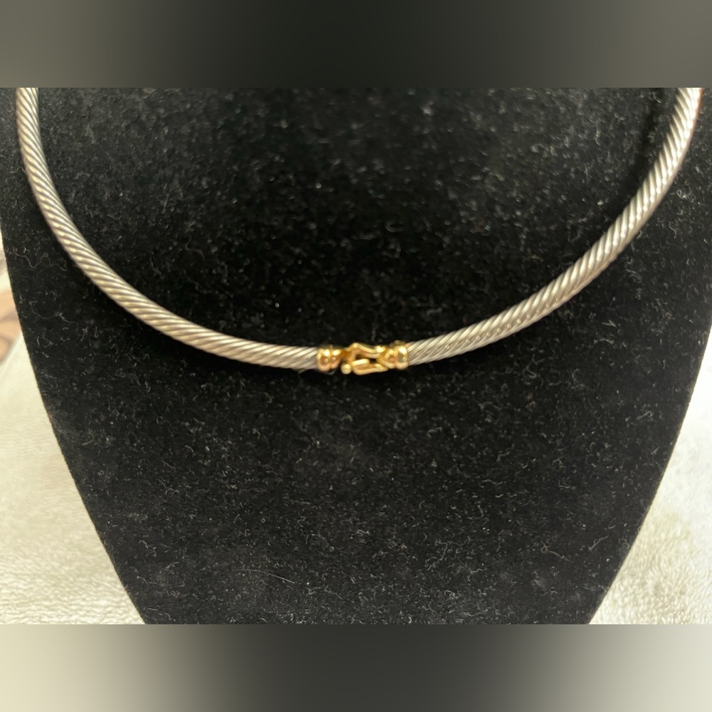 David Yurman Sterling and 14k YG choker - Picture 3 of 3